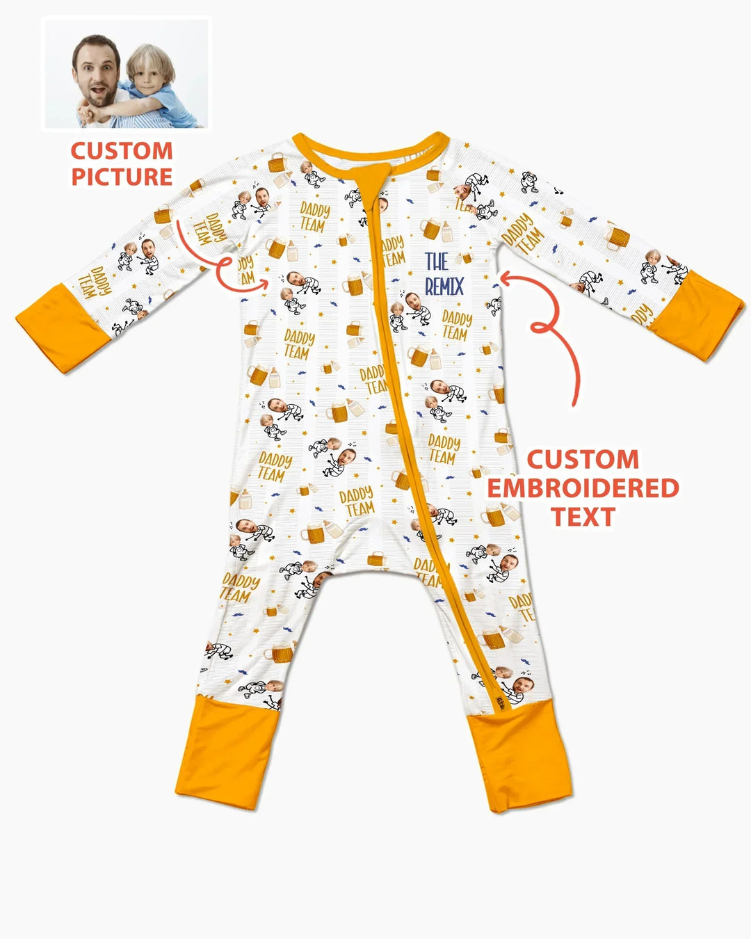 Personalized Embroidered Dad And Me Picture Bamboo Convertible Zippy