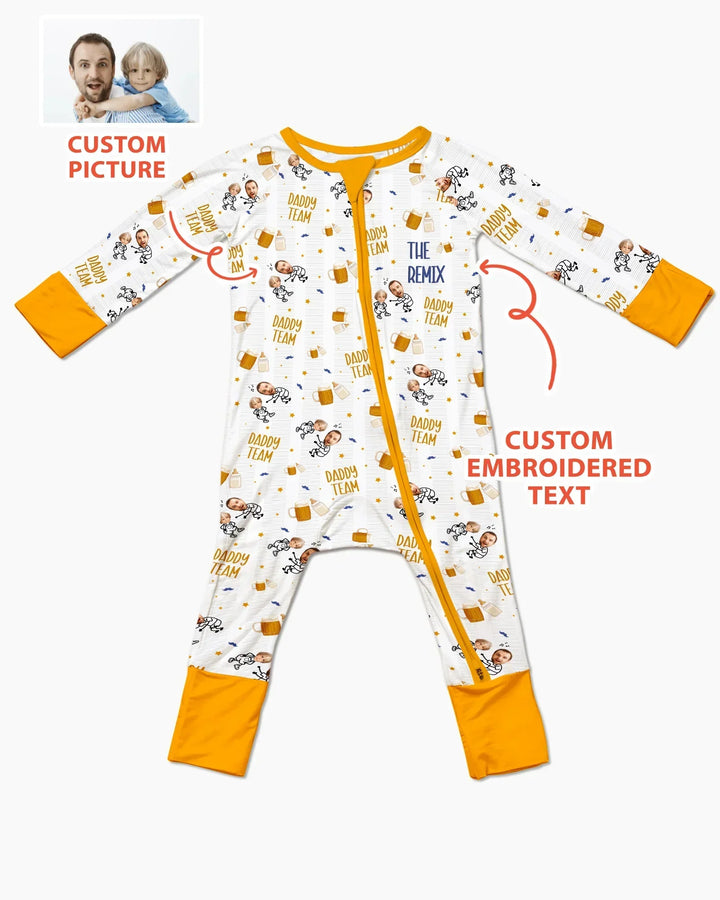 Personalized Embroidered Dad And Me Picture Bamboo Convertible Zippy