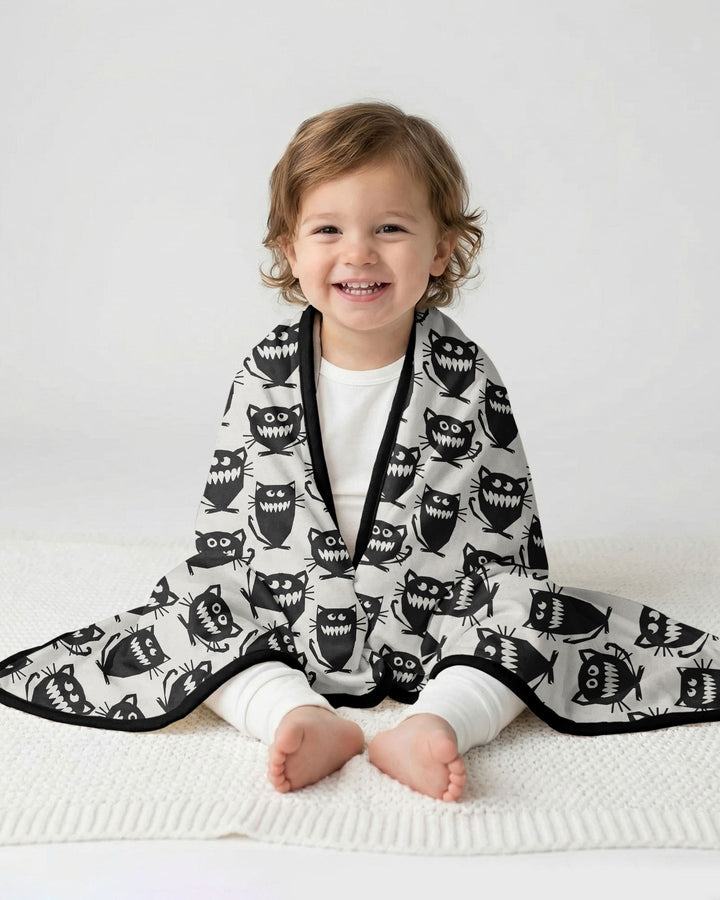 Halloween Monster Cats Bamboo Blanket