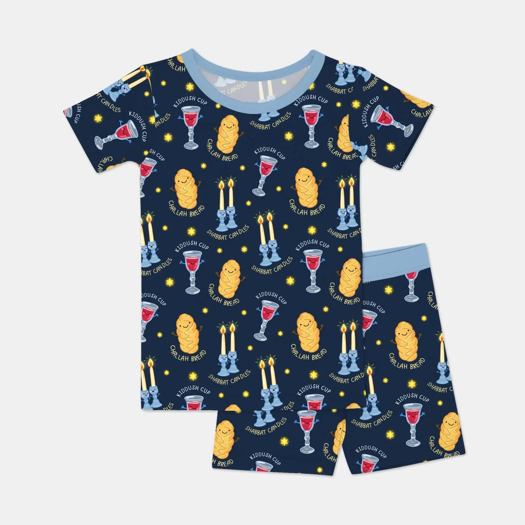 Shabbat Eve Bamboo Two Piece Short Sleeve Shorts Pajama Set