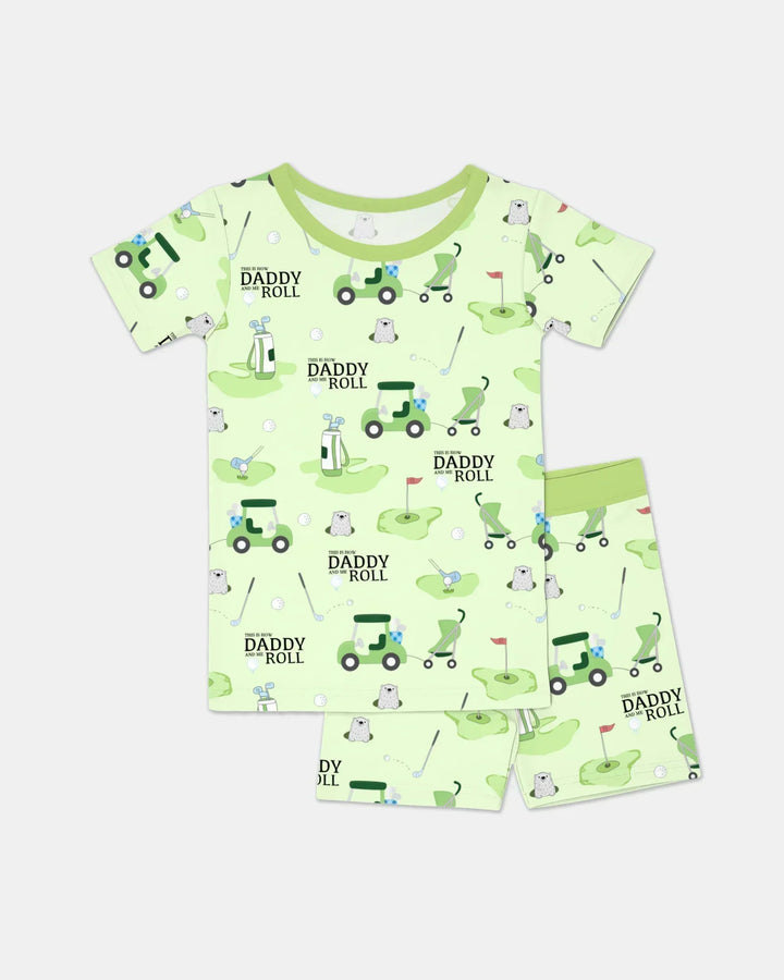 Daddy Golf Team Bamboo Two Piece Short Sleeve Shorts Pajama Set