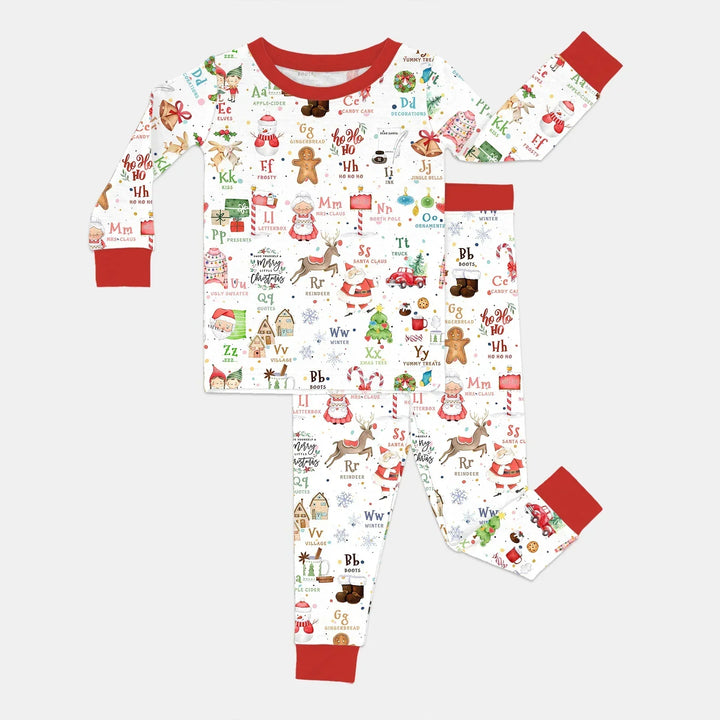 Christmas Alphabet Bamboo Two Piece Long Sleeve Pajama Set