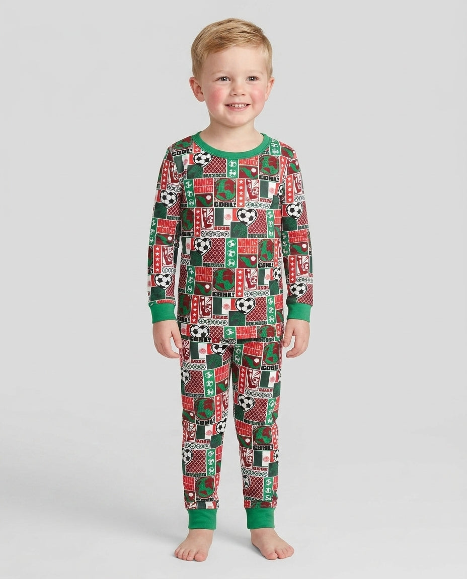 World Soccer Vamos Mexico Bamboo Two Piece Long Sleeve Pajama Set