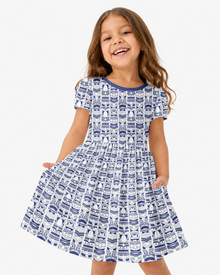 Friendly Totem Pole Figures Bamboo Twirl Dress