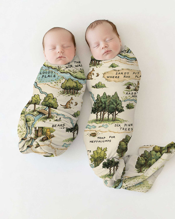 Classic Bear Maps swaddle blanket