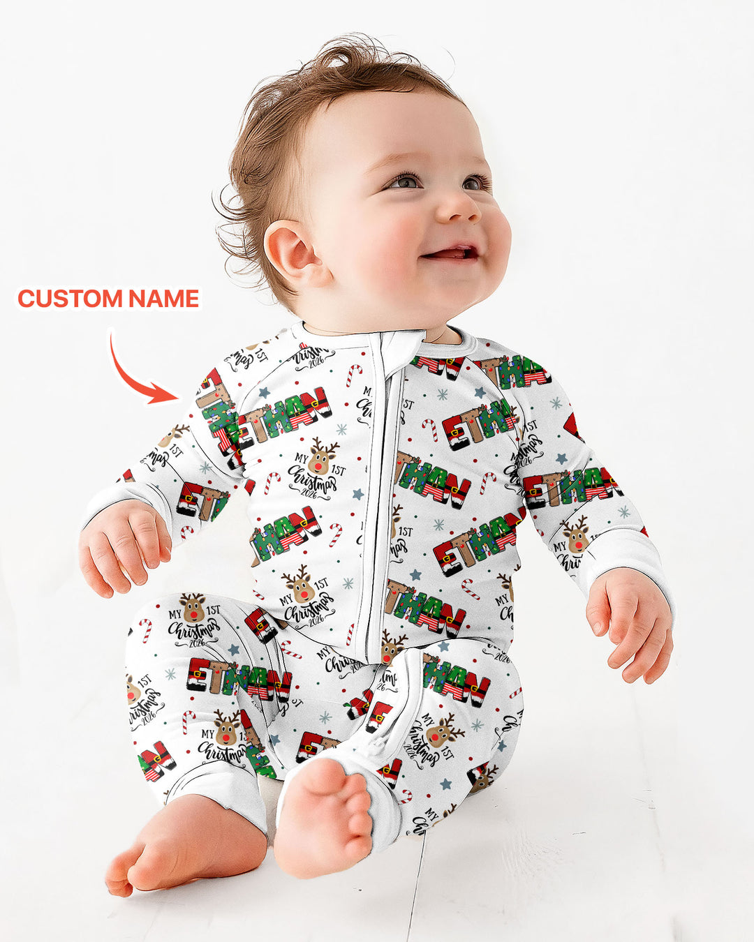 Custom Name My First Christmas 2026 Bamboo Convertible Zippy (G)
