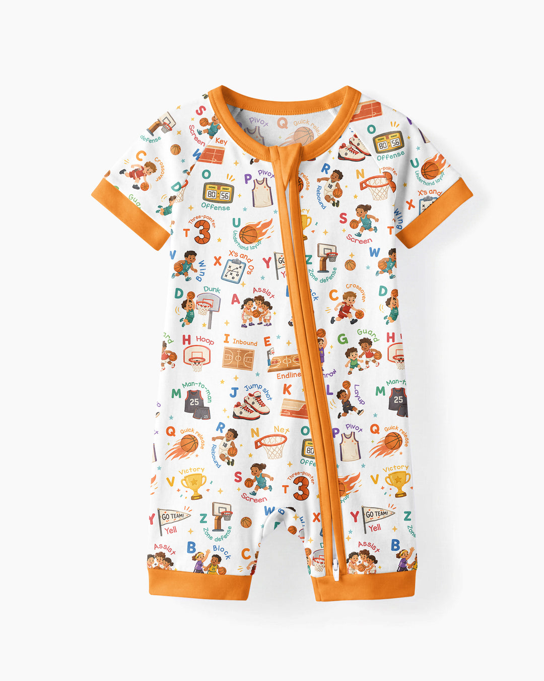 Basketball Alphabet Bamboo Shorty Zippy