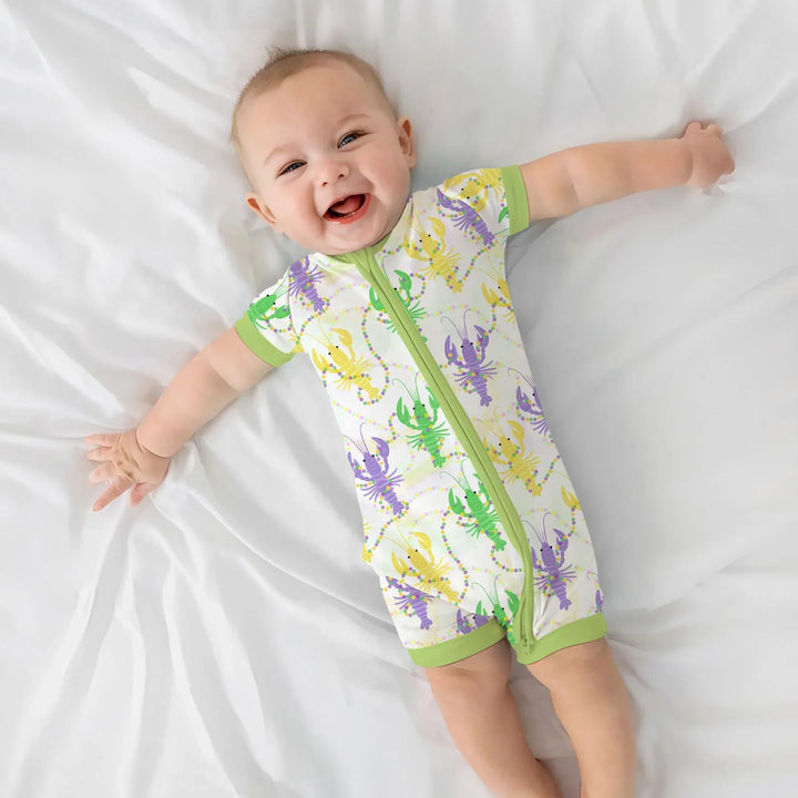Mardi Gras Crawfish Family Matching Bamboo Shorty Zippy