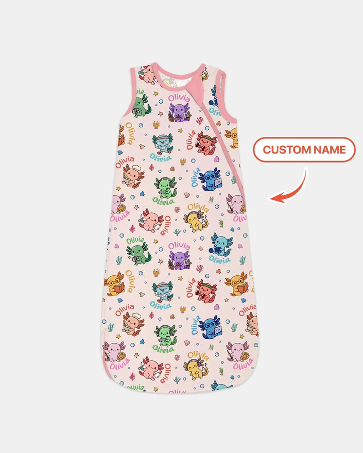 Custom Name Cute Hobby Axolotl Bamboo Sleep Bag