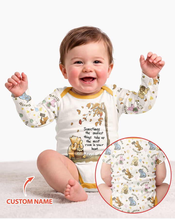 Little Things, Big Love Classic Bear Custom Name Bamboo Bodysuit