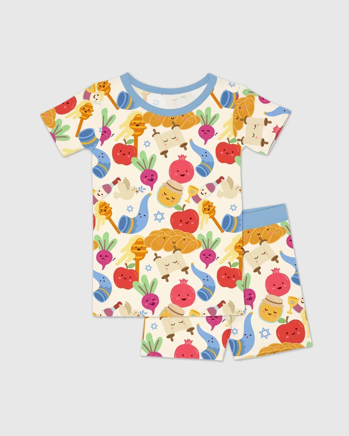 Shana Tova Rosh Hashanah Bamboo Two Piece Short Sleeve Shorts Pajama Set