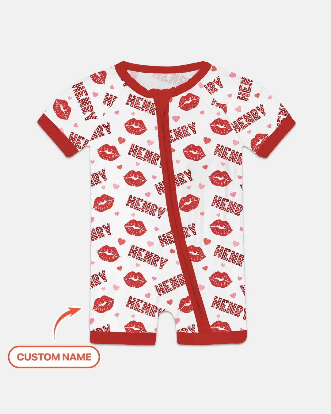 Custom Name Valentine Kiss Bamboo Shorty Zippy