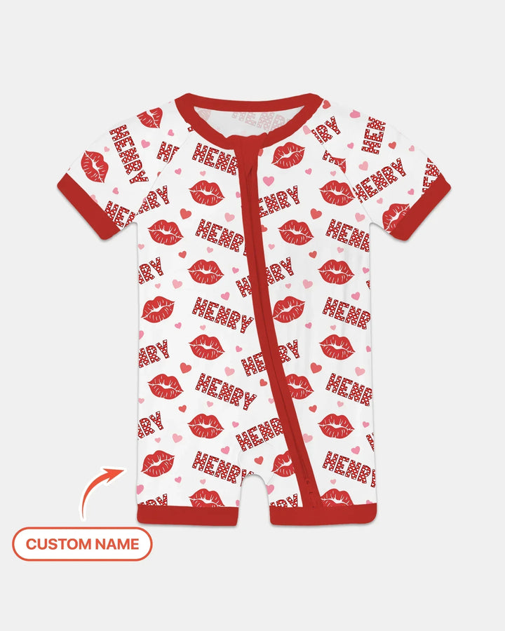 Custom Name Valentine Kiss Bamboo Shorty Zippy
