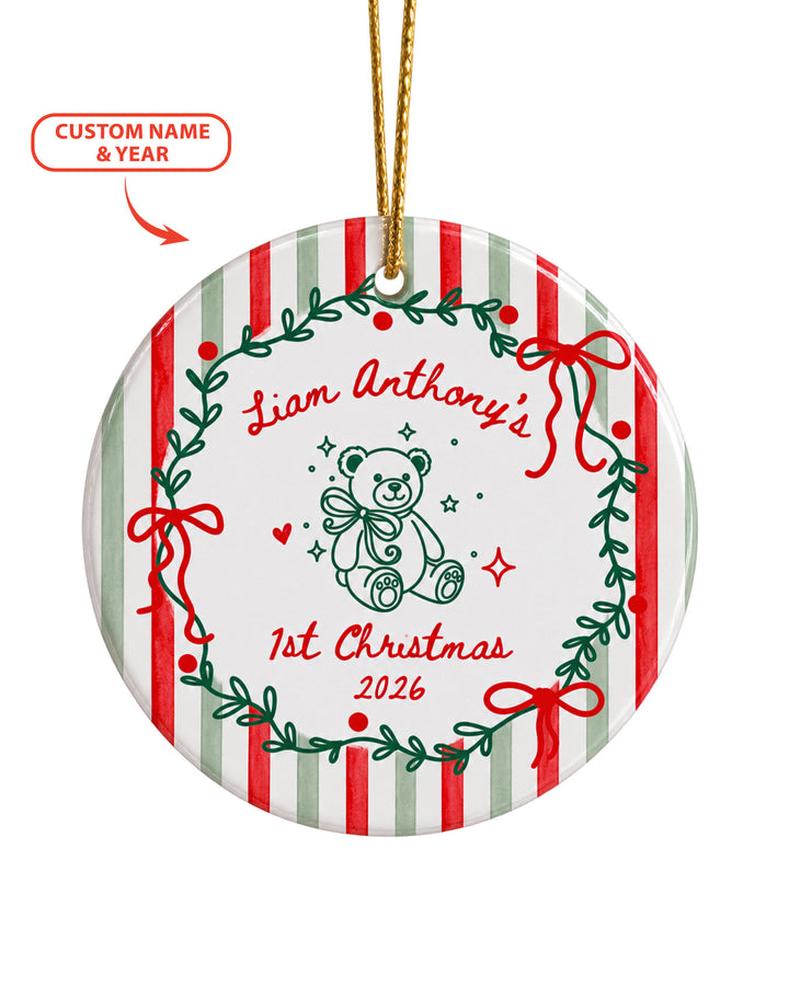 Whimsical First Christmas Ceramic Ornament