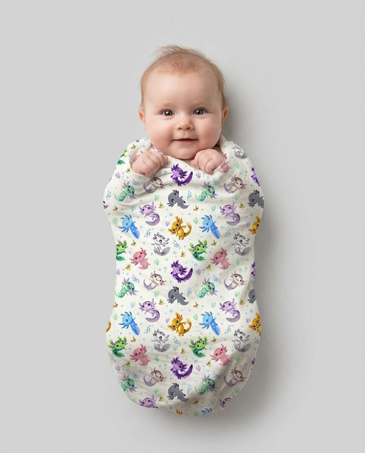 I Love You Axolotl swaddle blanket