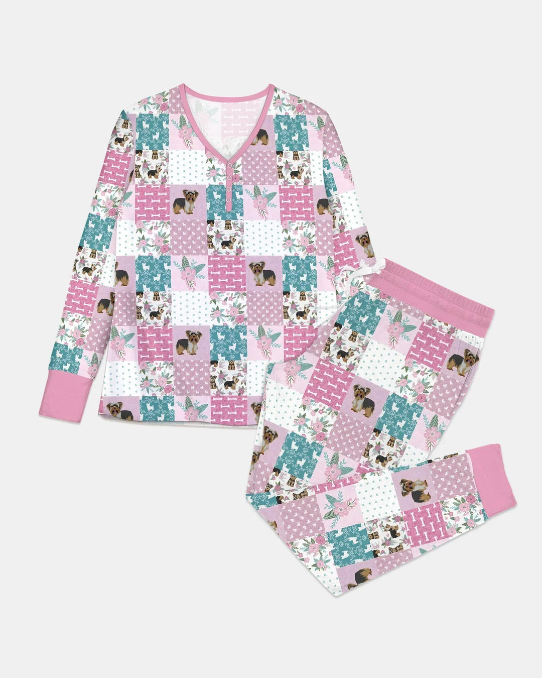 Floral Yorkie Grace Bamboo Women Pajama Set