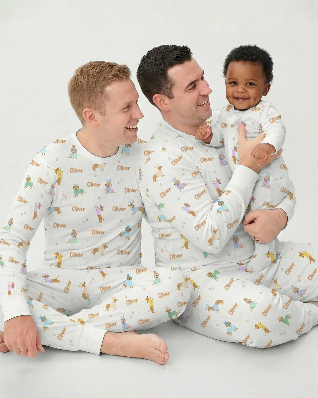 Custom Name Easter Dachshund Bamboo Two Piece Long Sleeve Pajama Set