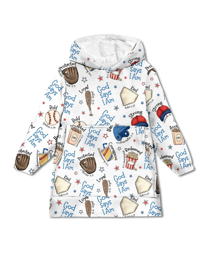 Christian Baseball Wearable Bamboo Blanket Hoodie