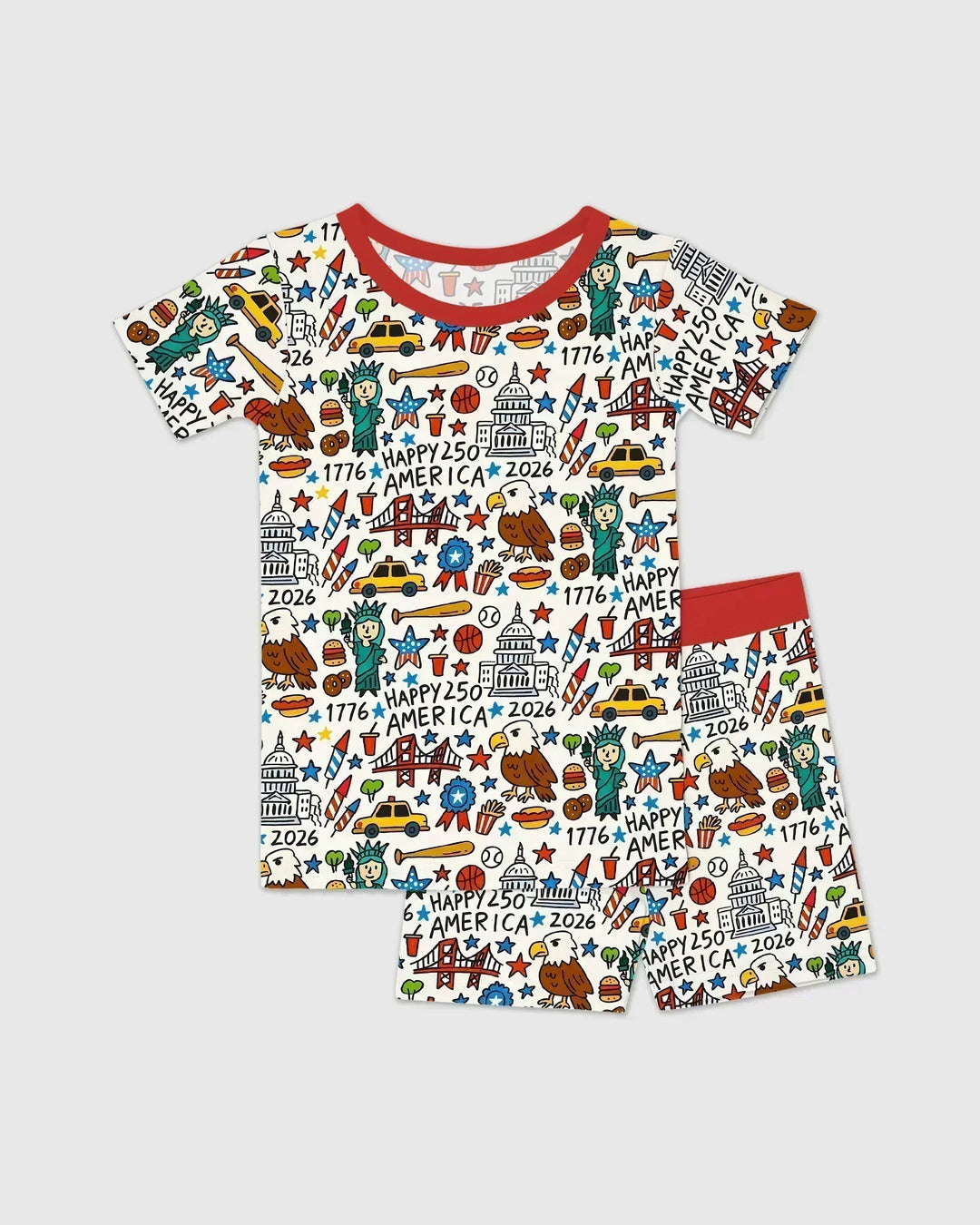 Doodle America 250th Anniversary Family Bamboo Two Piece Short Sleeve Shorts Pajama Set