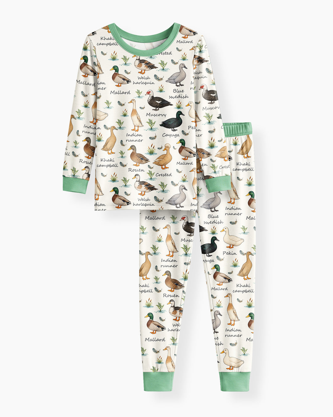Farm Duck Species Bamboo Two Piece Long Sleeve Pajama Set