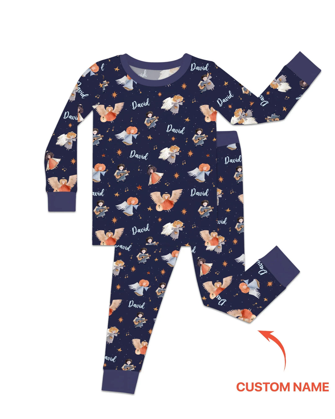 Guardian Angels Custom Name Bamboo Two Piece Long Sleeve Pajama Set