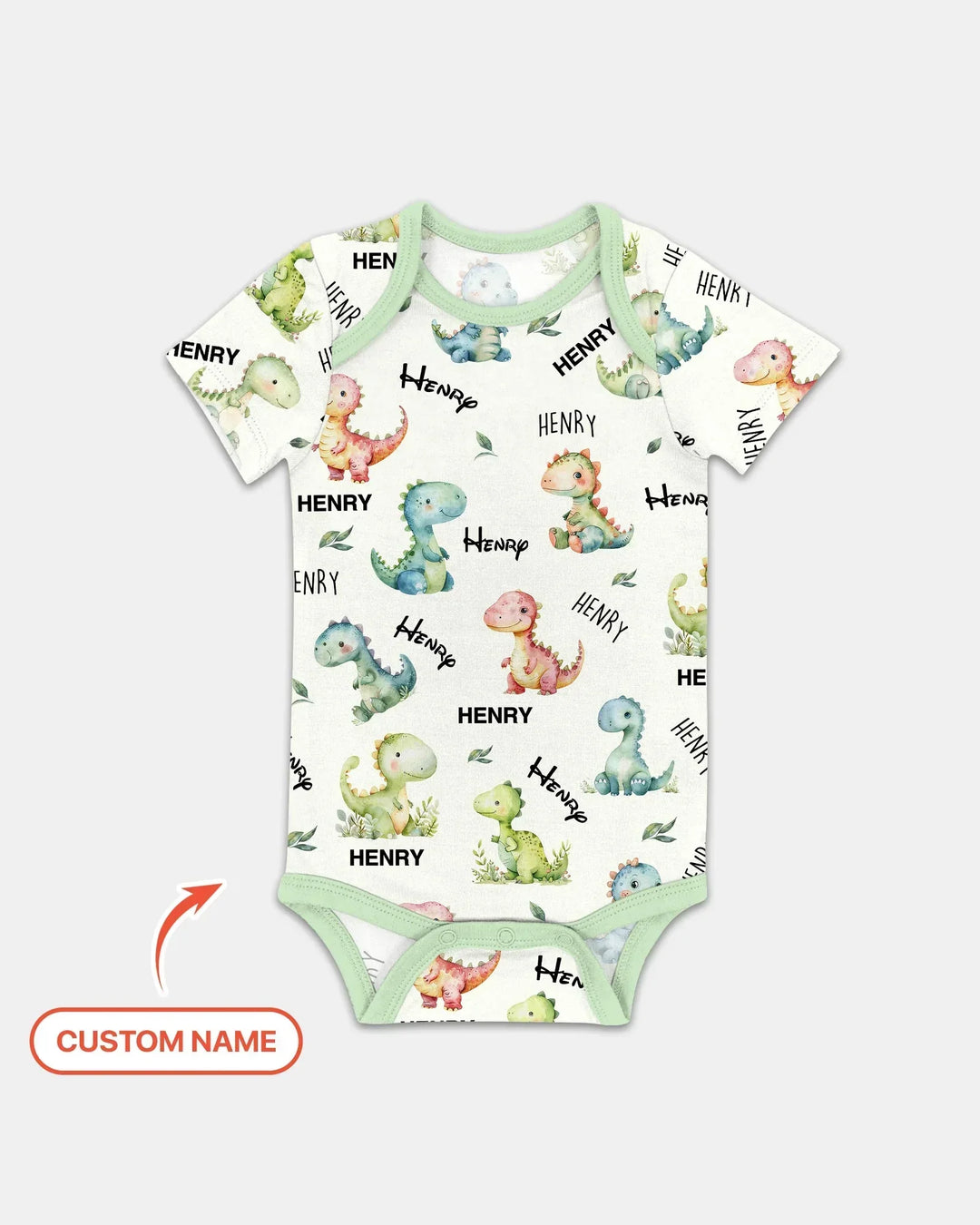 Dinosaur Custom Name Bamboo Bodysuit
