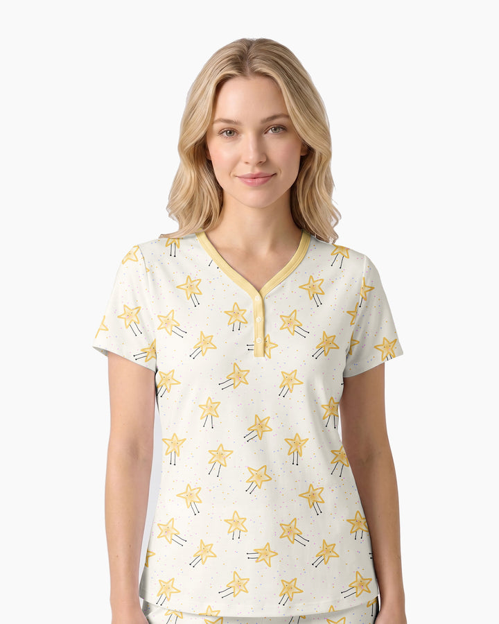 Happy Little Stars Family Matching Bamboo Women Short Sleeve Short Pajama Set
