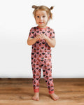 Retro Halloween Cats and Funny Pumpkins Bamboo Two Piece Short Sleeve Pajama Set