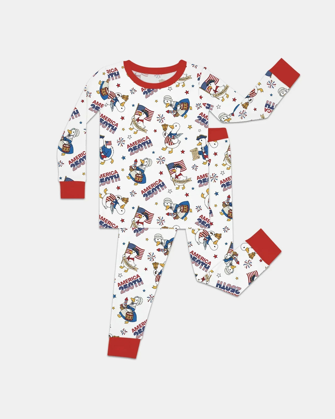 Patriotic Goose Celebrating 250 Years Bamboo Two Piece Long Sleeve Pajama Set