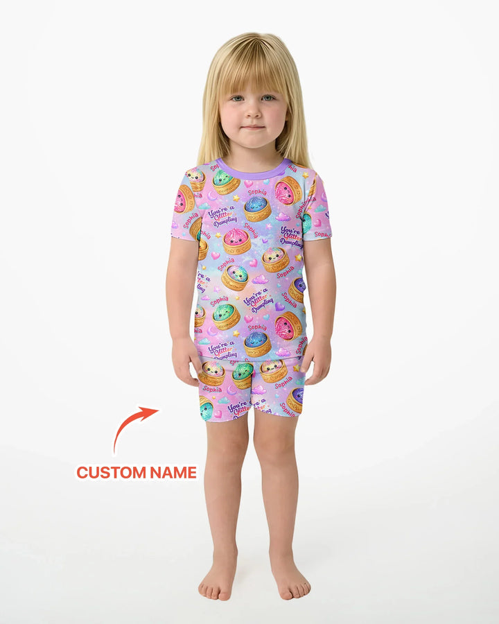 Custom Name You're A Glitter Dumpling Bamboo Two Piece Short Sleeve Shorts Pajama Set