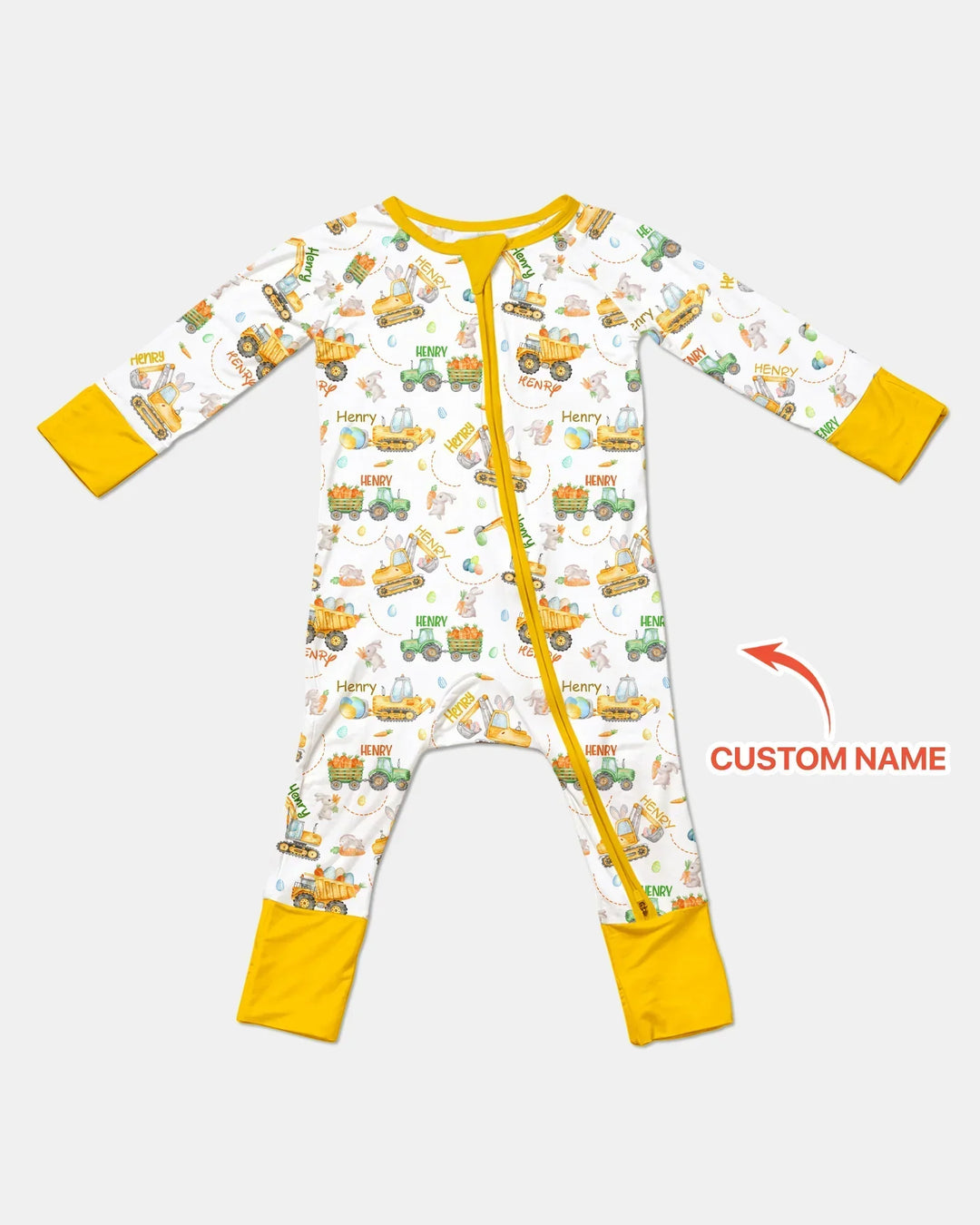 Easter Construction Vehicles Custom Name Bamboo Convertible Zippy