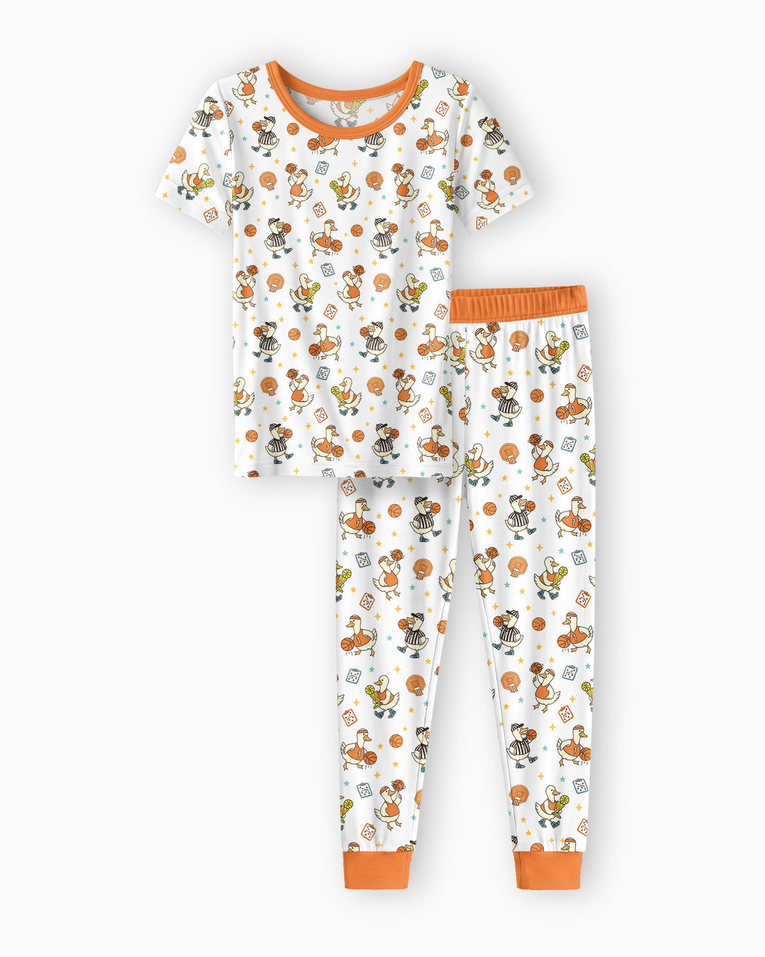 Silly Goose Playing Basketball Bamboo Two Piece Short Sleeve Pajama Set