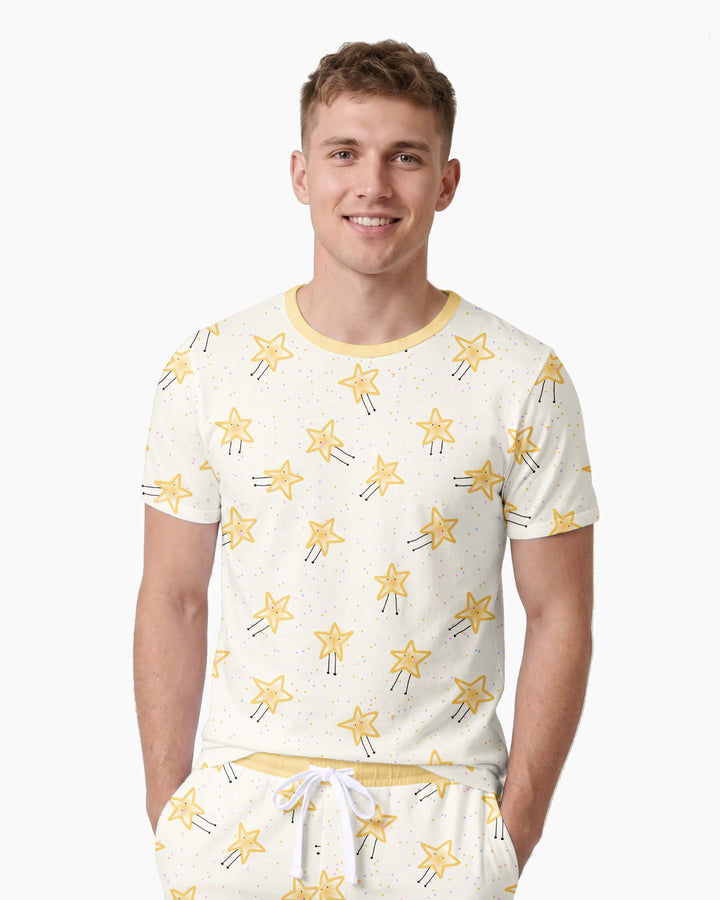 Happy Little Stars Family Matching Bamboo Men Short Sleeve Short Pajama Set