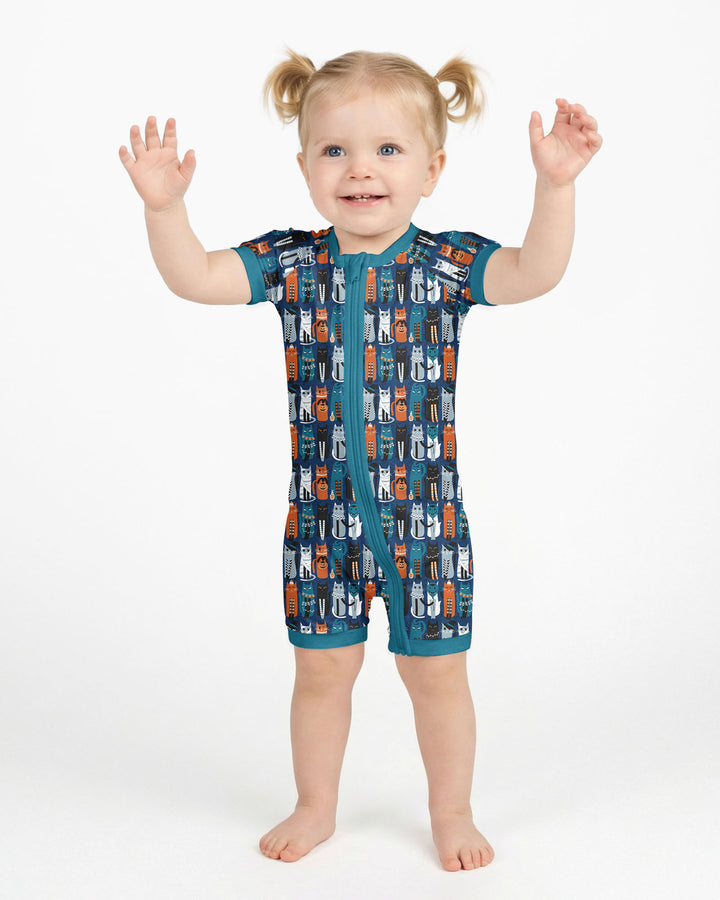 Retro Halloween Cat Bamboo Shorty Zippy