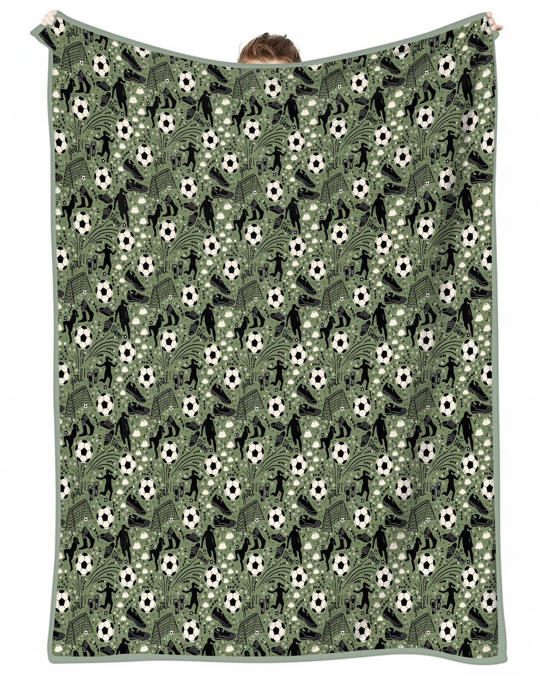 Sage Green Soccer Dreams Bamboo Blanket