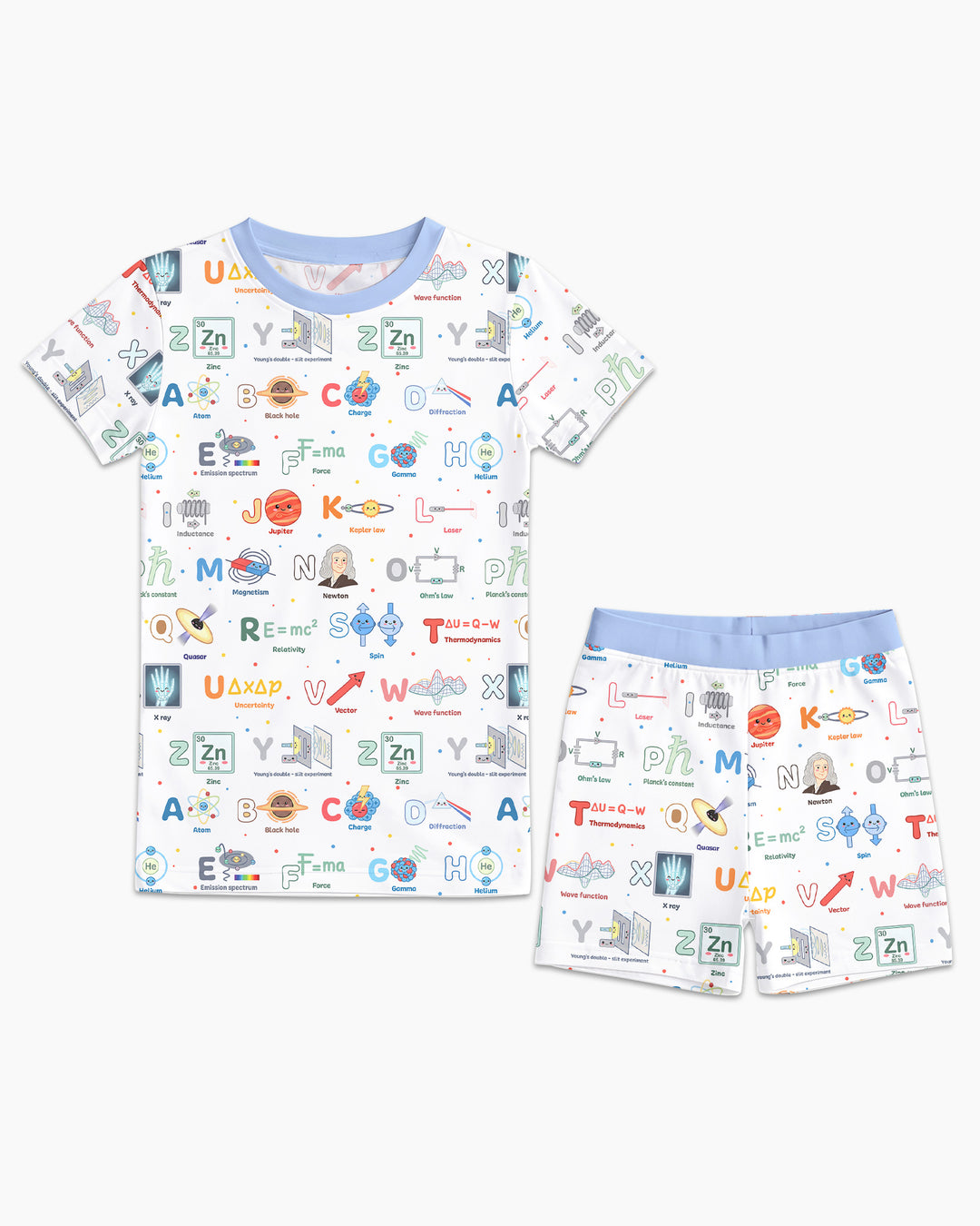The Physics Alphabet Bamboo Two Piece Short Sleeve Shorts Pajama Set