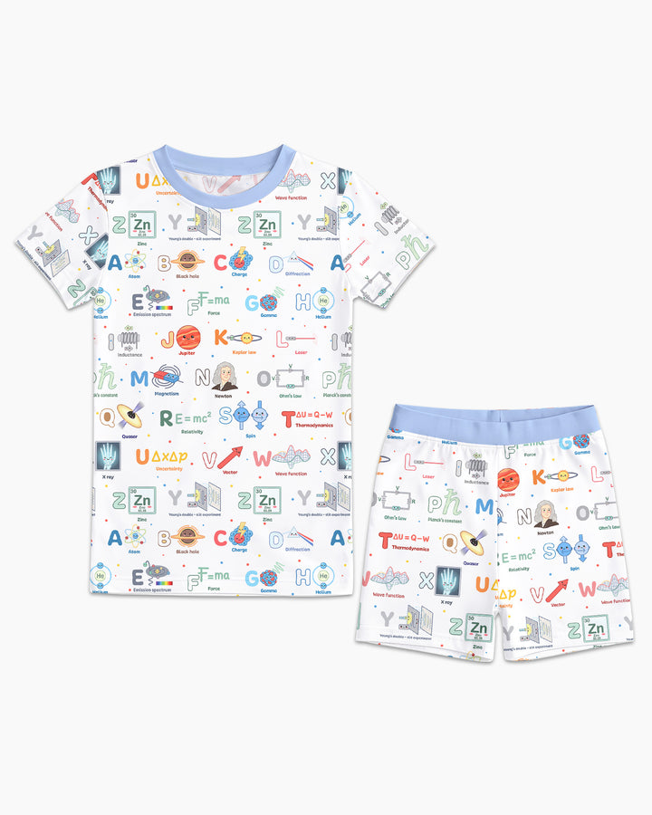 The Physics Alphabet Bamboo Two Piece Short Sleeve Shorts Pajama Set