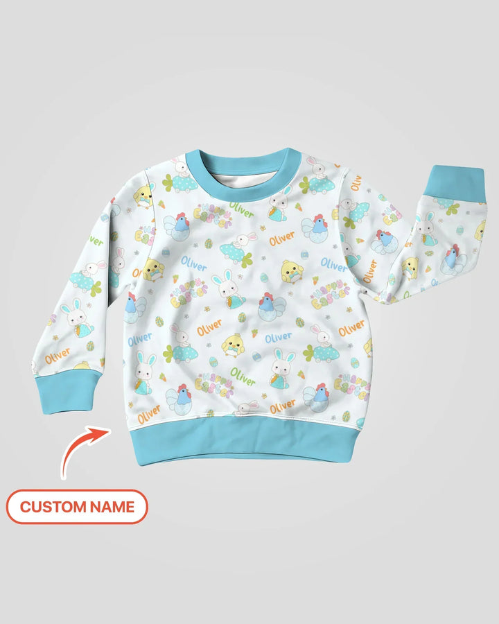 Custom name Happy Easter Bamboo Crewneck Sweatshirt