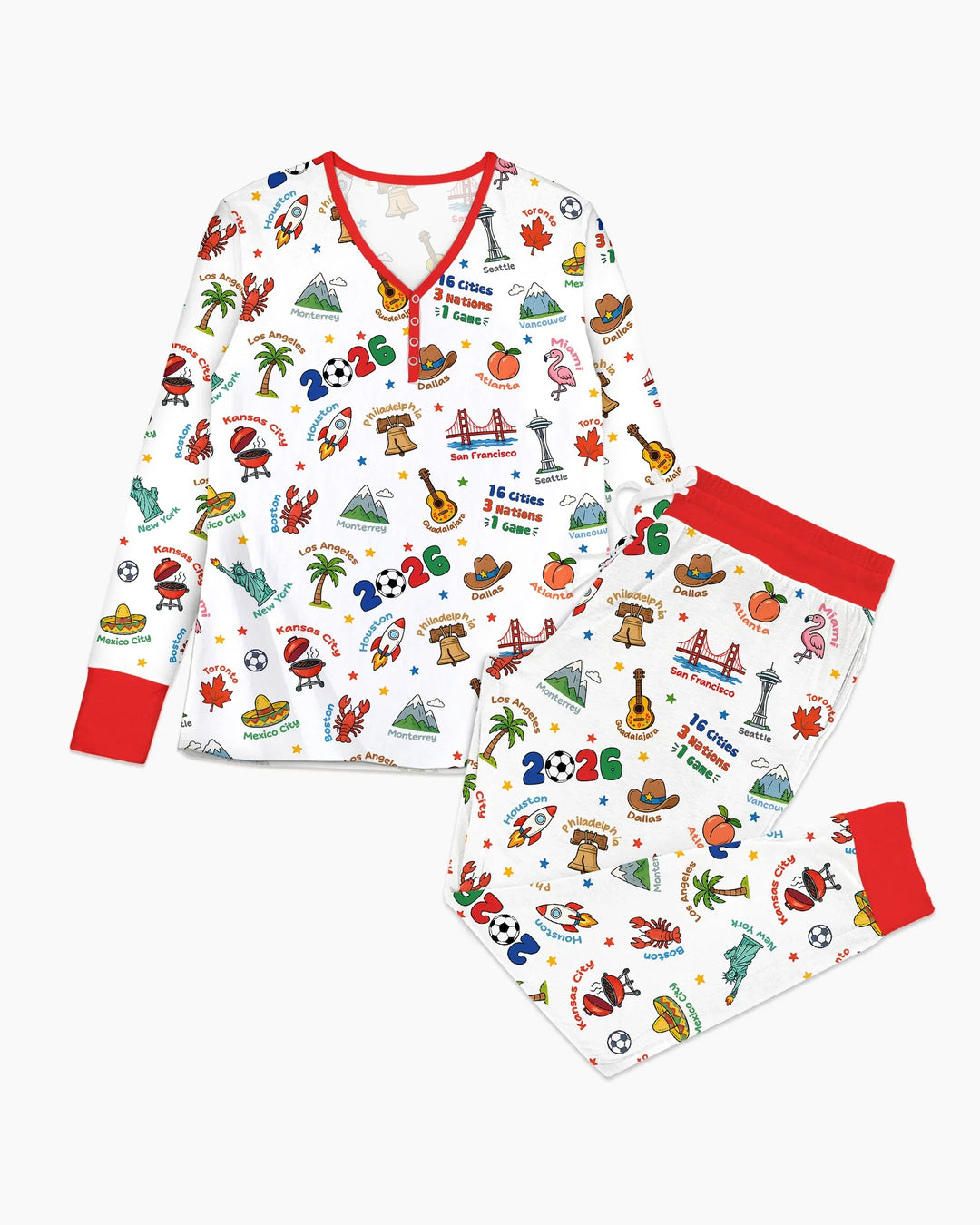 Soccer Cup Host Cities 2026 Bamboo Women Pajama Set