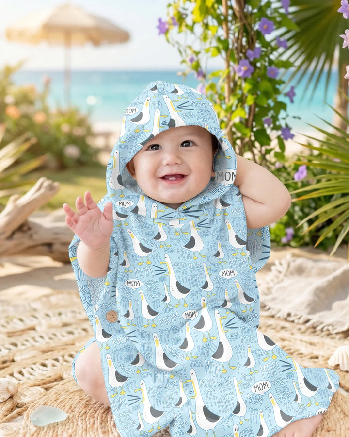 Funny Seagull MOM Bamboo Swim Poncho