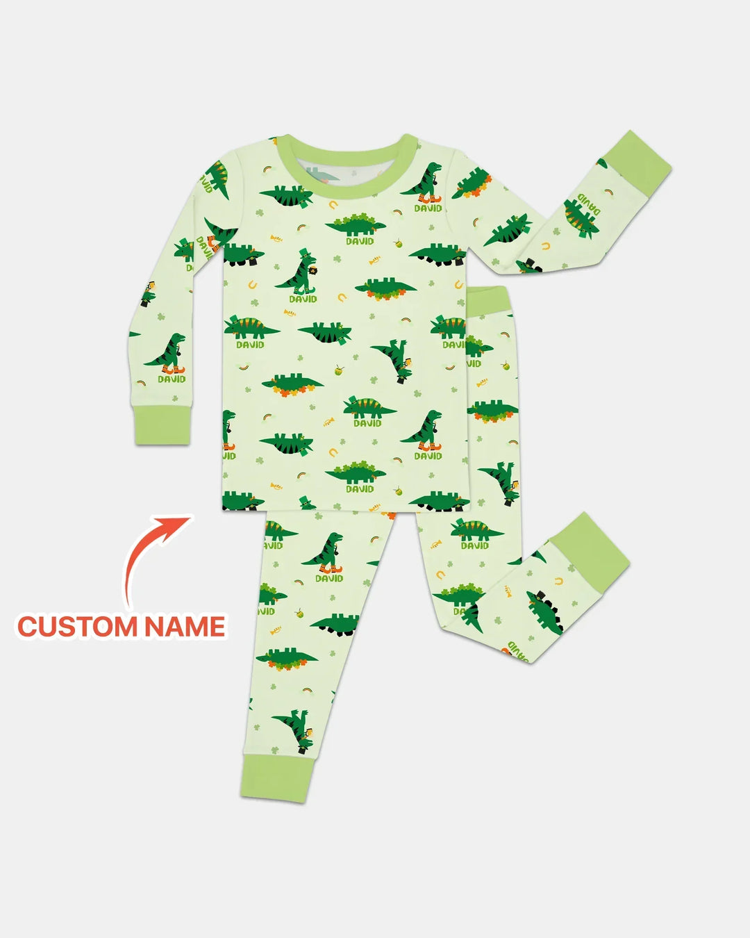 Lucky Dino Bamboo Two Piece Long Sleeve Pajama Set