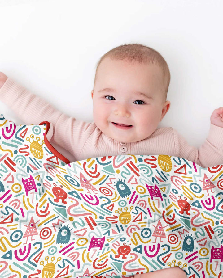 Rainbow Monster Party Bamboo Blanket