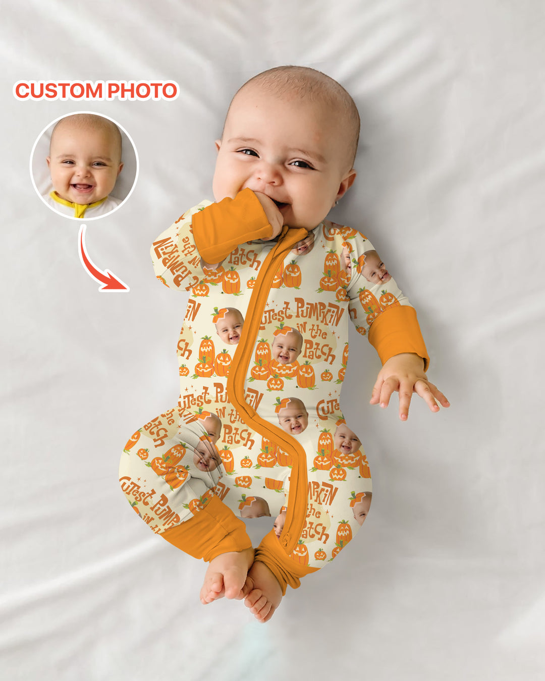 Custom Photo Cutest Pumpkin in the Patch Bamboo Convertible Zippy