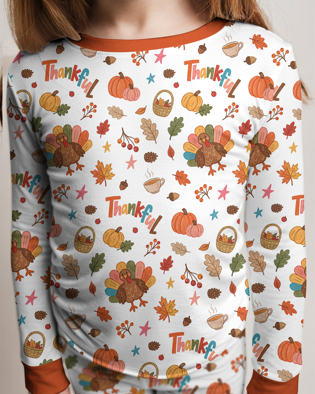 Thankful Turkey Bamboo Two Piece Long Sleeve Pajama Set