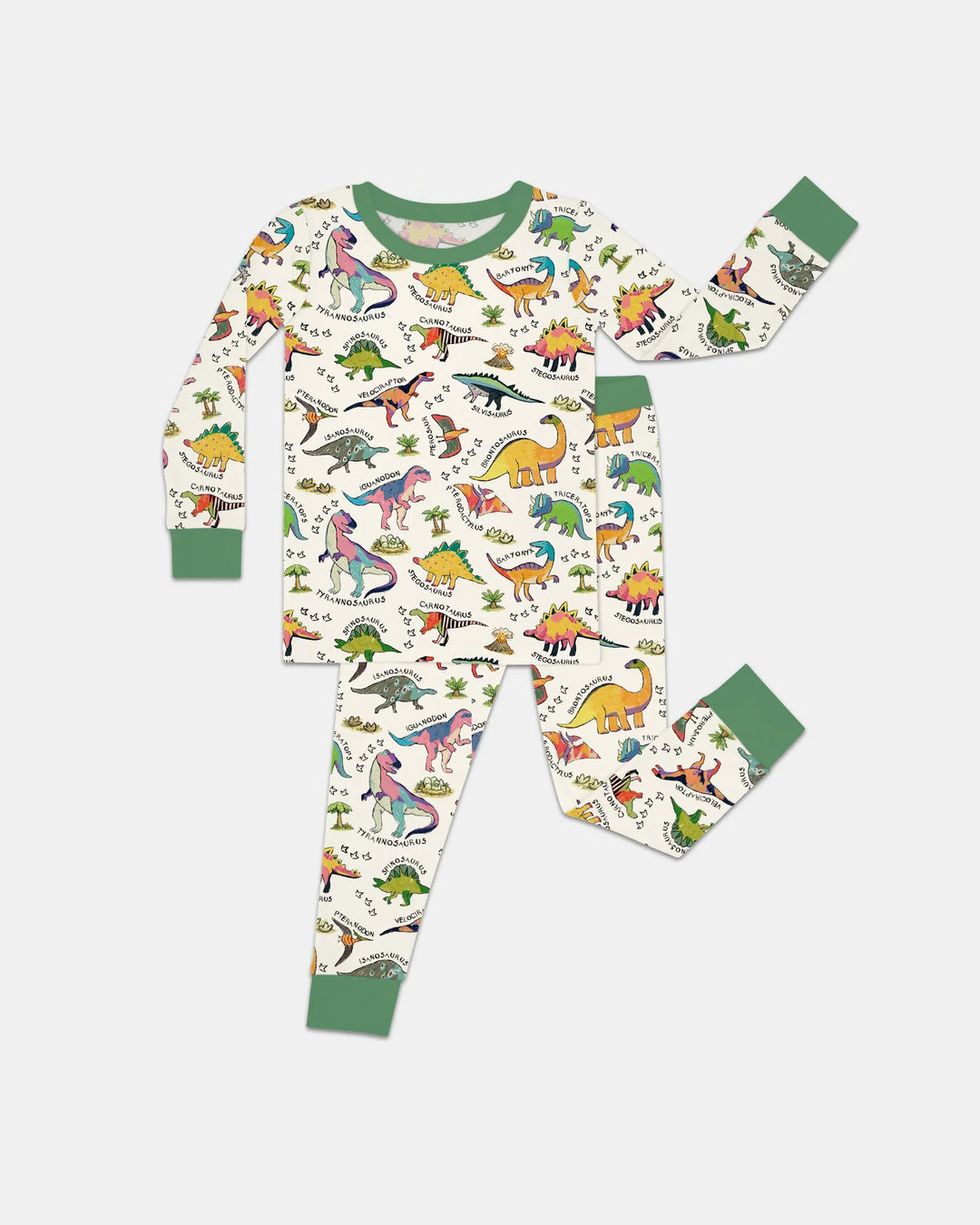 All The Dino Types Bamboo Two Piece Long Sleeve Pajama Set