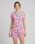 80s Retro Neon Bamboo Women Short Sleeve Short Pajama Set