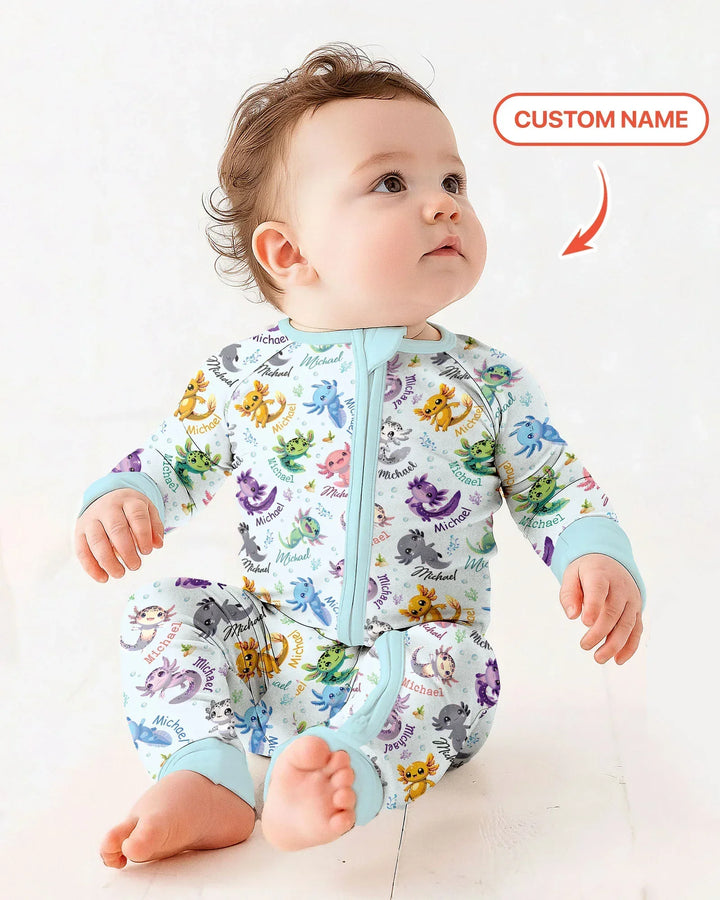 I Love You Axolotl Custom Name Bamboo Convertible Zippy