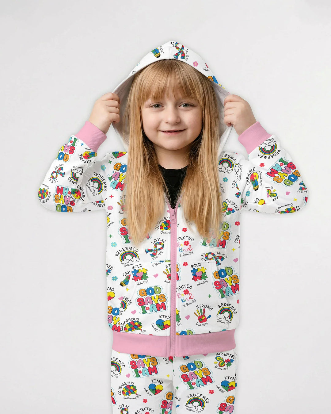 God Says I Am Autism Awareness Bamboo Zip Hoodie