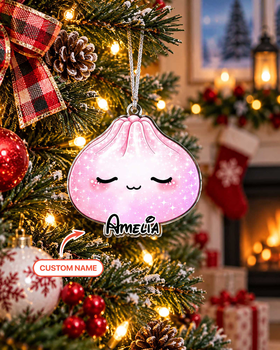 Merry Little Dumplings Personalized Acrylic Ornament