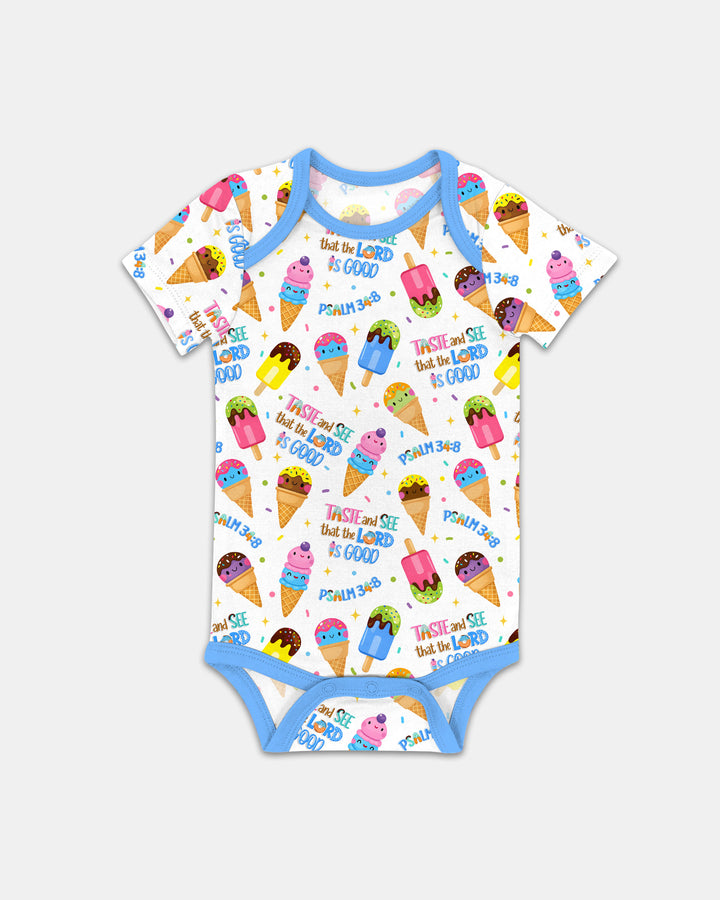 Jesus Summer Ice Cream Taste and See That The Lord Is Good Bamboo Bodysuit